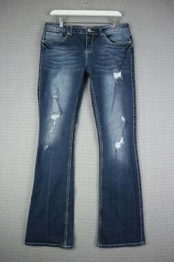 Tokyo Low Rise Boot Cut Dark Wash Denim Jeans Size 11 Distressed